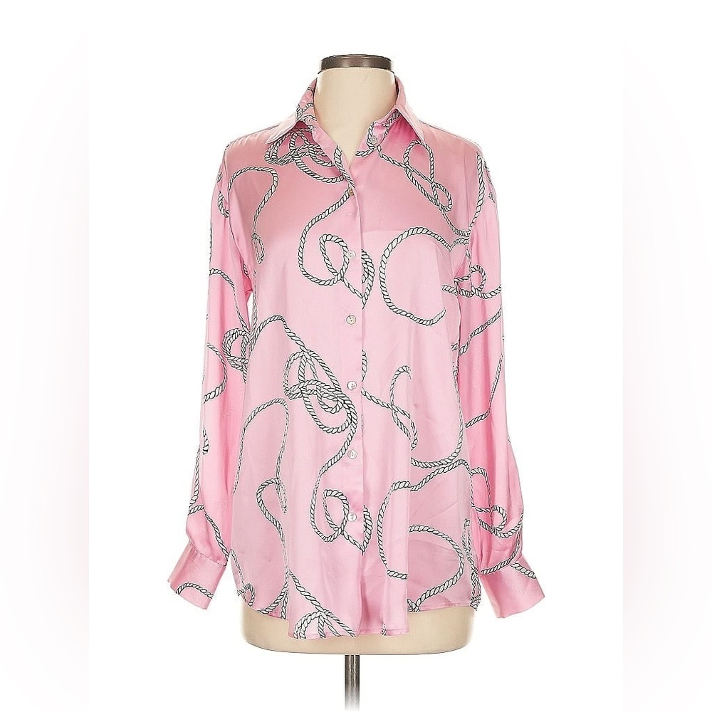 Zara Pink Rope Pattern Satin Shirt - Picture 11 of 11